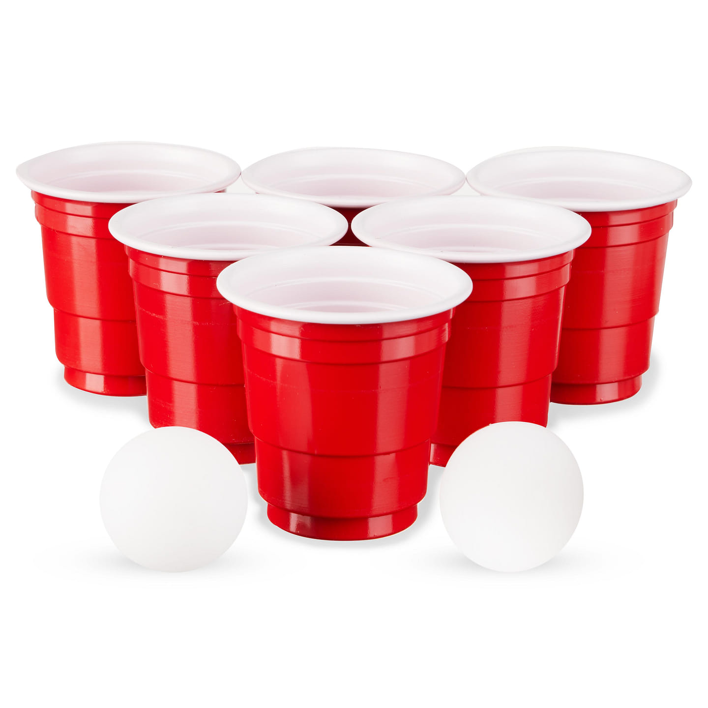 True Mini Beer Pong Game, 1.5 Ounce Disposable Red Party Cup Plastic Shot Glasses, Red, Set of 12 Cups and 2 Mini Ping Pong Balls 1 each