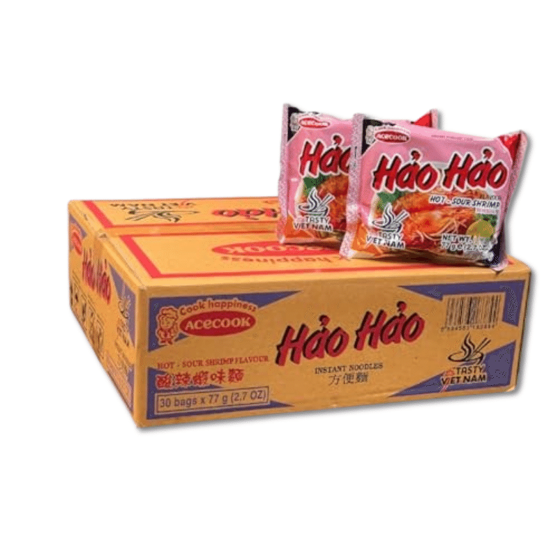 Hao Hao Mi Tom Chua Cay (Hot Sour Shrimp Flavor Noodle) pack of 30 1 each