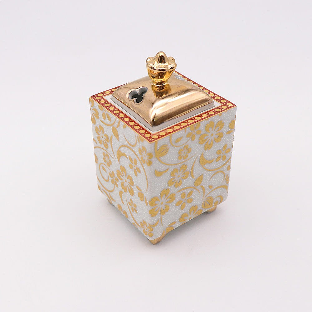 Kutani Ware Incense Burner – White Dots / Sakura 1 each
