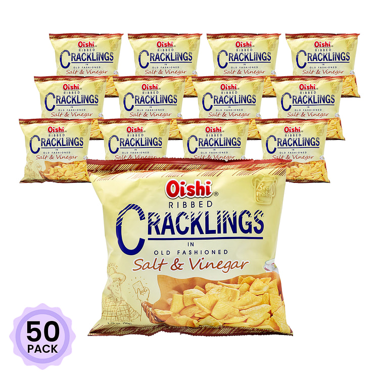 Oishi Ribbed Cracklings, Salt and Vinegar Flavor 50 g*50 pack