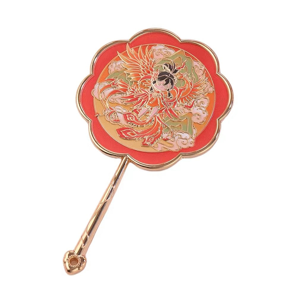Chinese Style Hand Mirror Shan Hai Jing Carved Mirror Of Metal-Rosefinch 1 each
