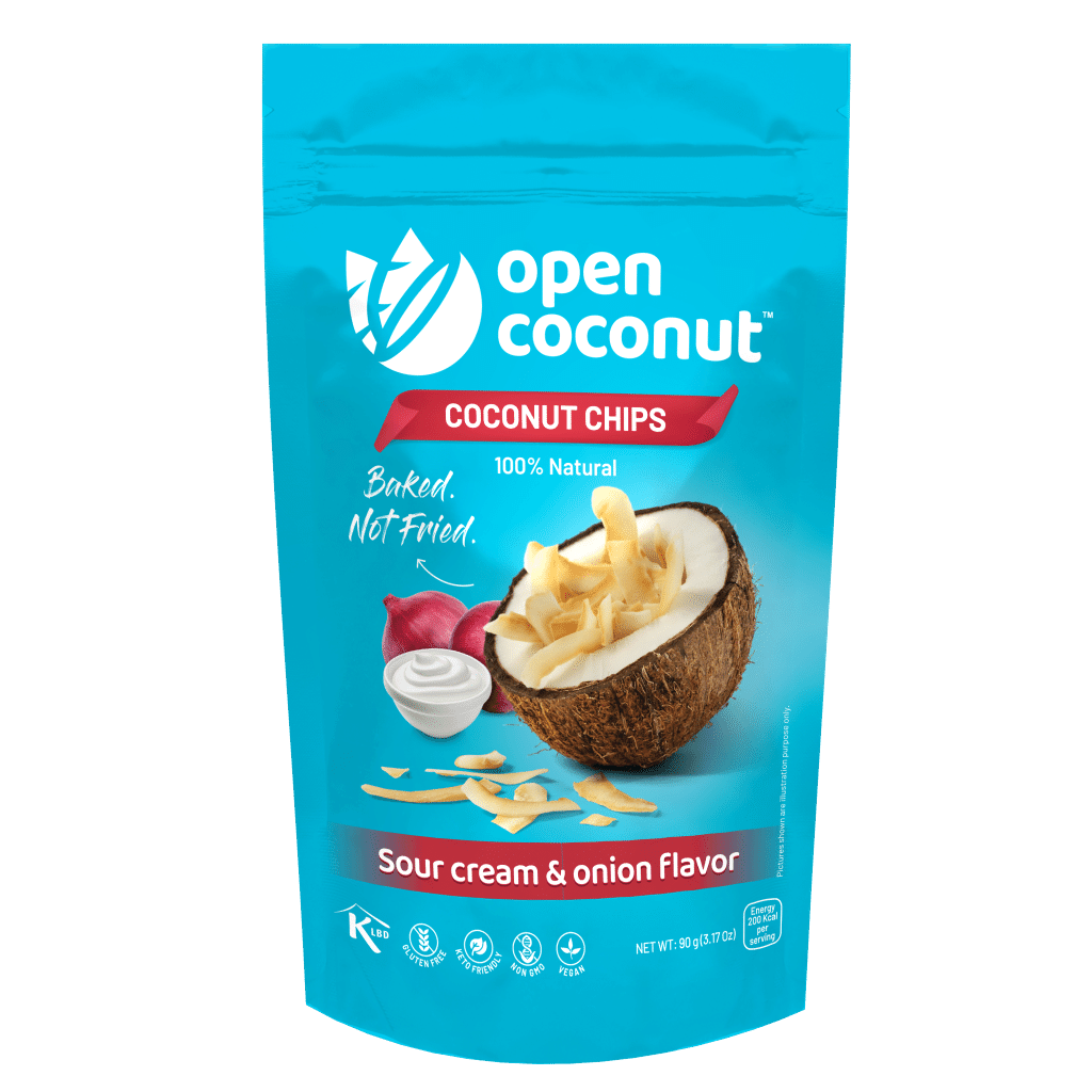 Open Coconut Chips Sour Cream and Onion Flavor 90 g