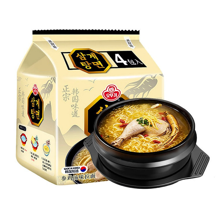 Ottogi Ginseng Chicken Soup Ramen - 110g x 4 Bags 440 g