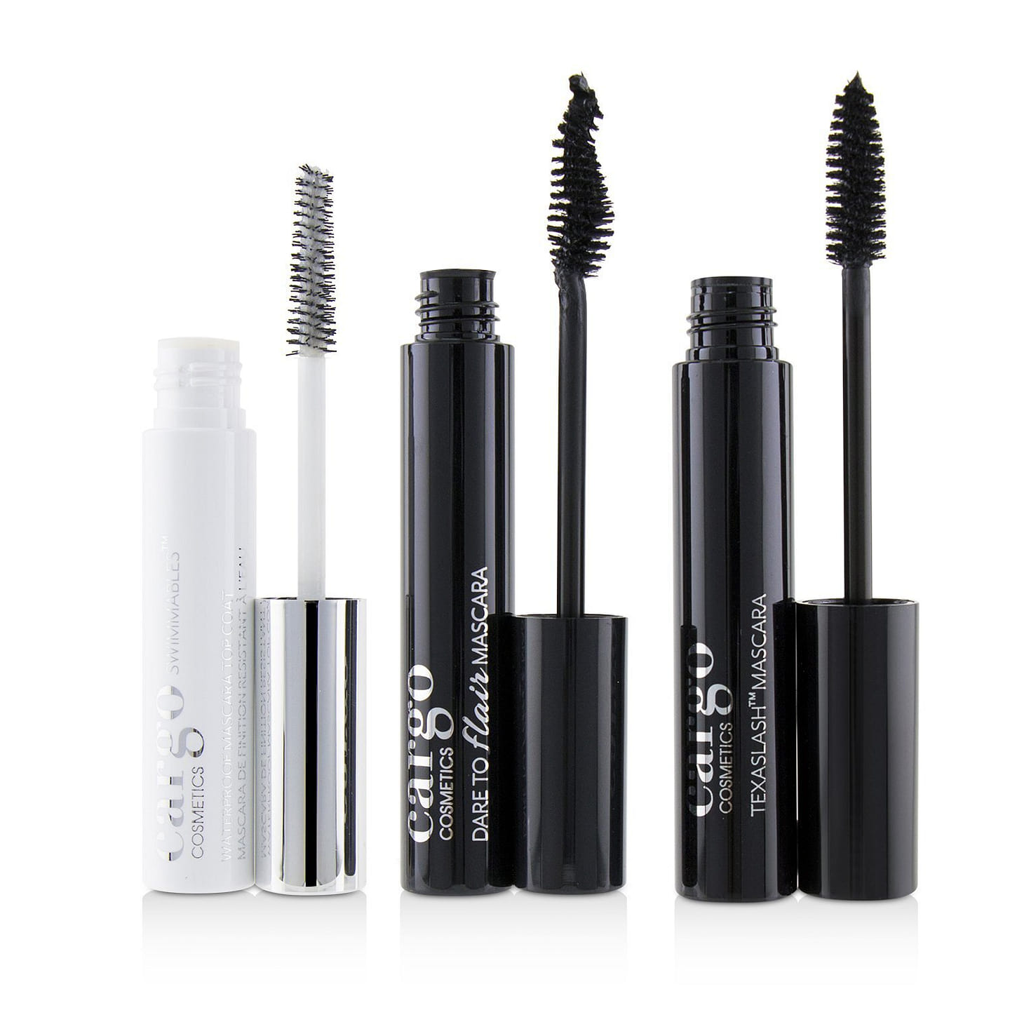 Cargo Mascara Set: 1x Sharp Curling Mascara, 1x Texas Volumizing Mascara, 1x Lash Raincoat 3pcs 3 each
