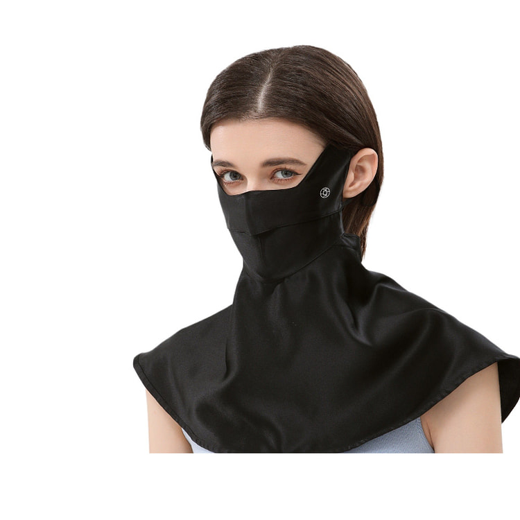 Silk Sunscreen Neck Mask Black 23 * 35cm 1 box