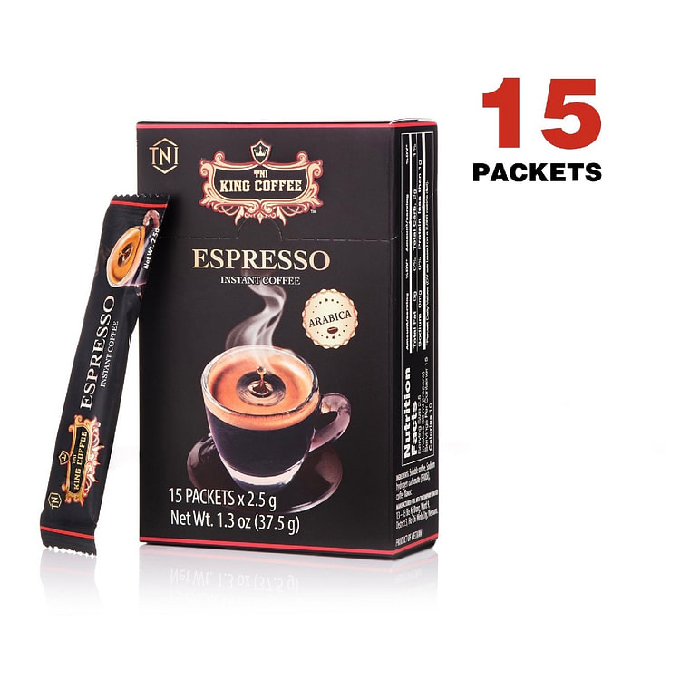 King Coffee Espresso Instant Coffee 15 Packets 15 count
