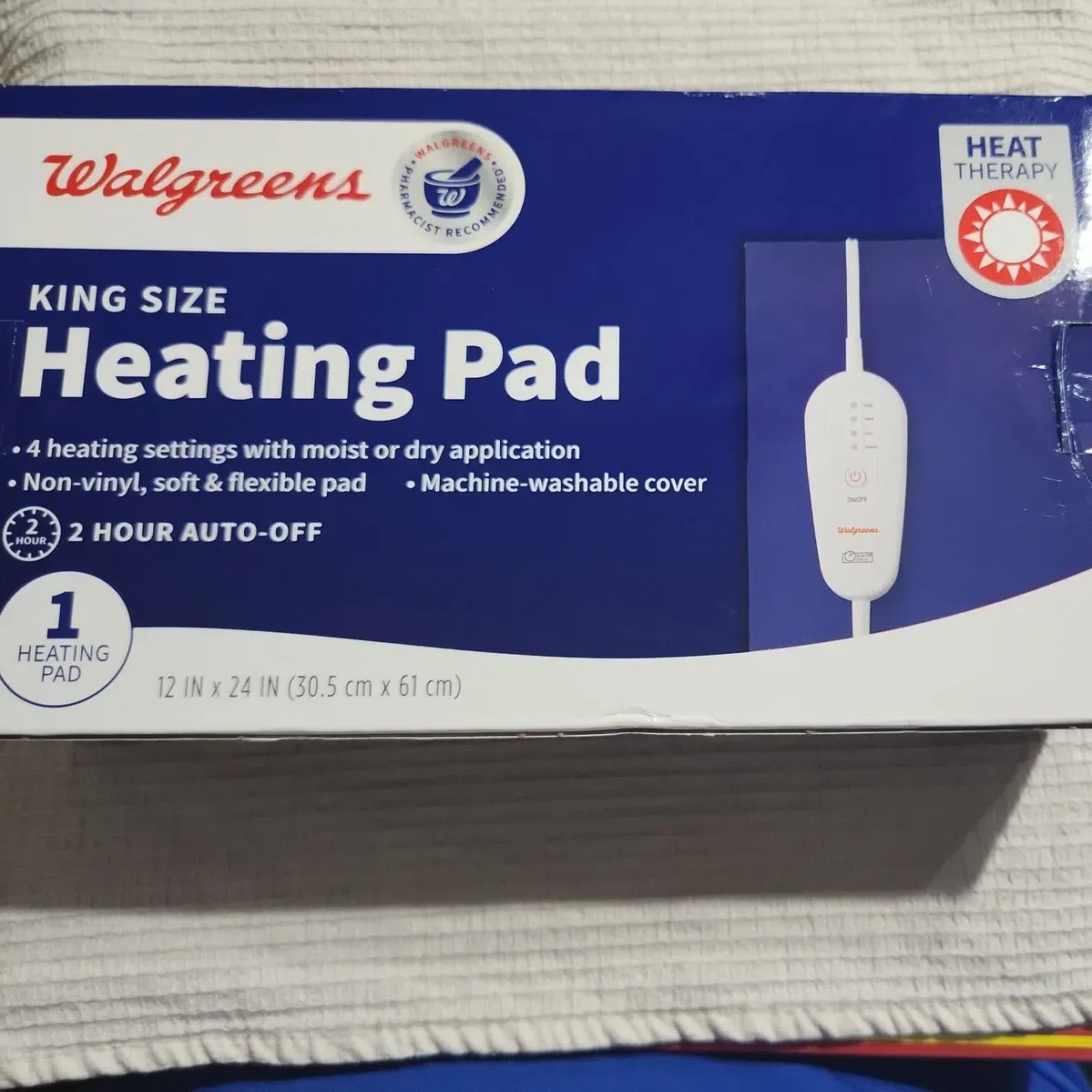 12 x 24 Heating Pad KING SIZE Blue 4 Heat Settin 1 case