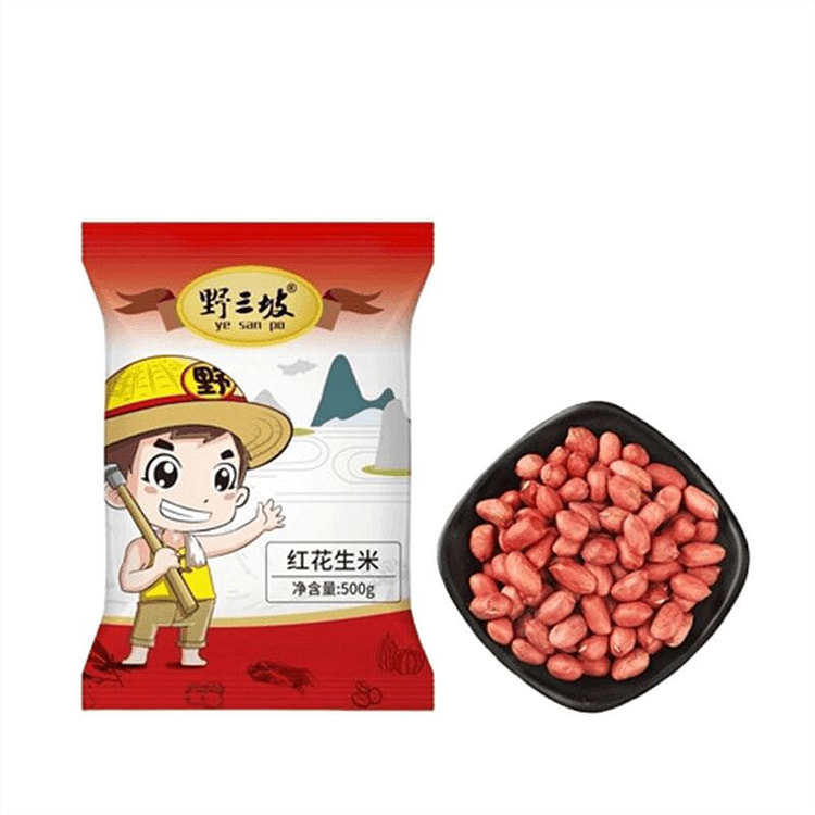 野三坡 东北红衣生花生米 红花生米黑龙江四粒红花生 500 克