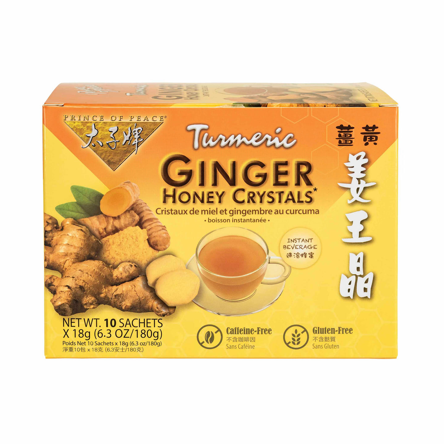 Prince of Peace Instant Turmeric Ginger Honey Crystals, 10 sachets 6.3 oz