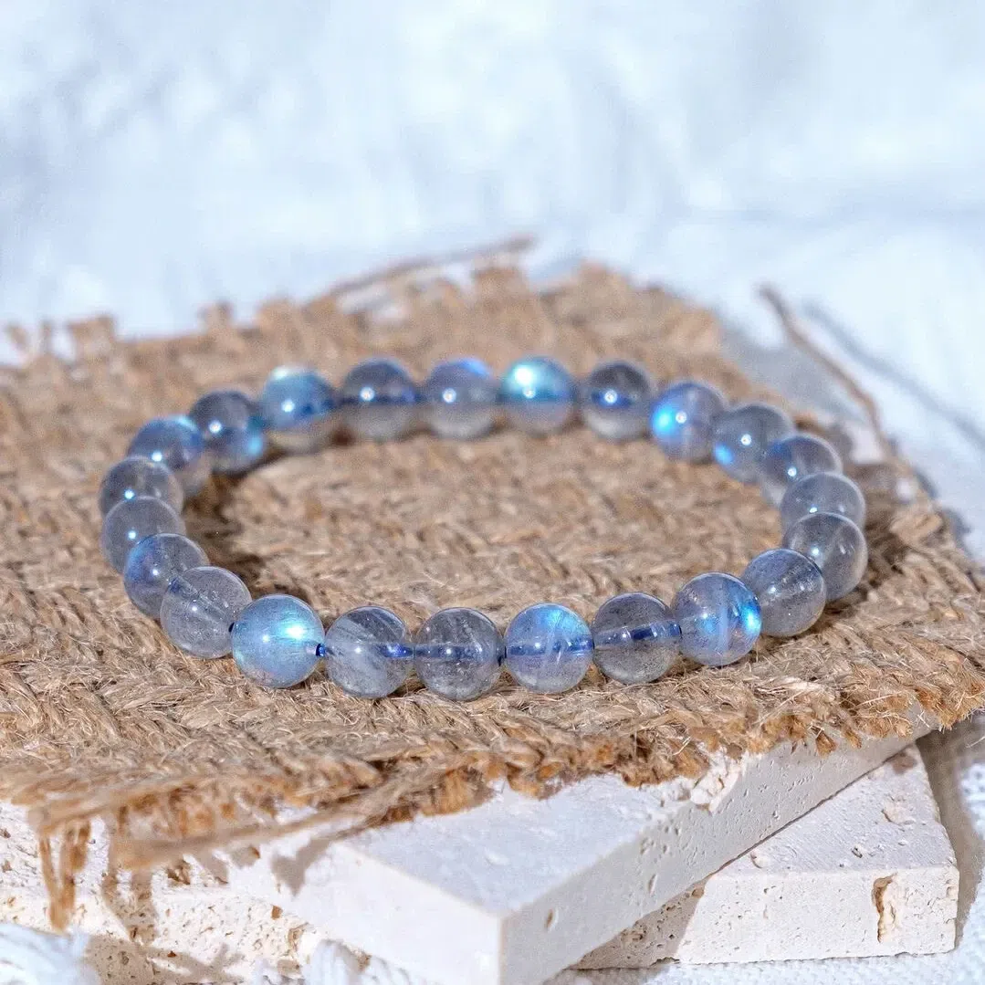 Moonstone Stone Bracelet 7mm Ice Blue Crystal 1 count