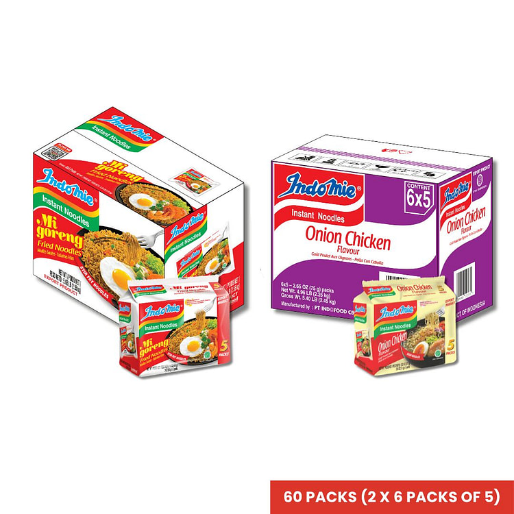 Indomie Original Fried + Onion Chicken 2x30 packs 1 count*60 pack
