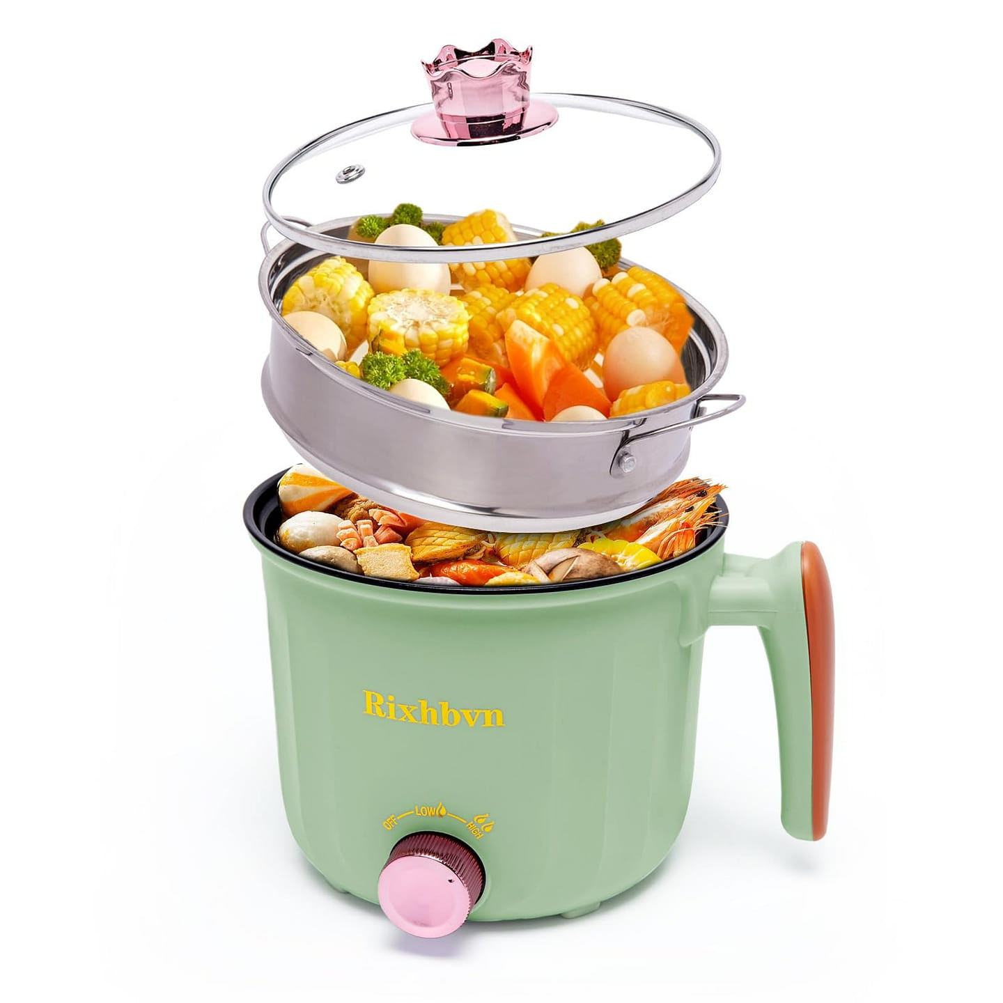 Hot Pot Electric with Steamer,Rapid Noodles Cooker 1 each