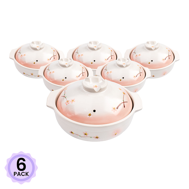 Pearl 燃气用樱花砂锅 30cm 3-4人锅 锅体25cm 1 份*6 包