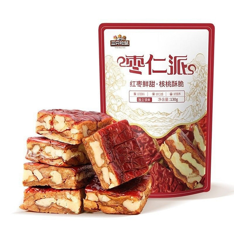 三只松鼠枣仁派坚果零食孕妇果干新疆灰枣休闲小吃 130 克