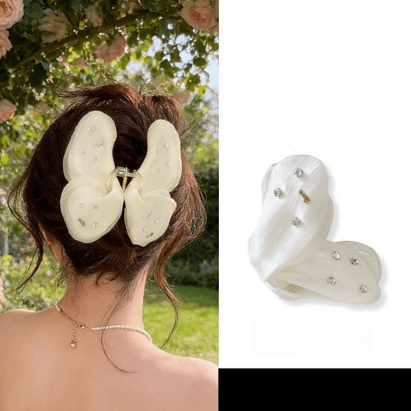Tulle Butterfly Hair Claw 16cm Pear Blossom White 1 count