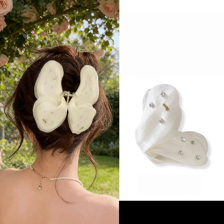 Tulle Butterfly Hair Claw 16cm Pear Blossom White 1 count