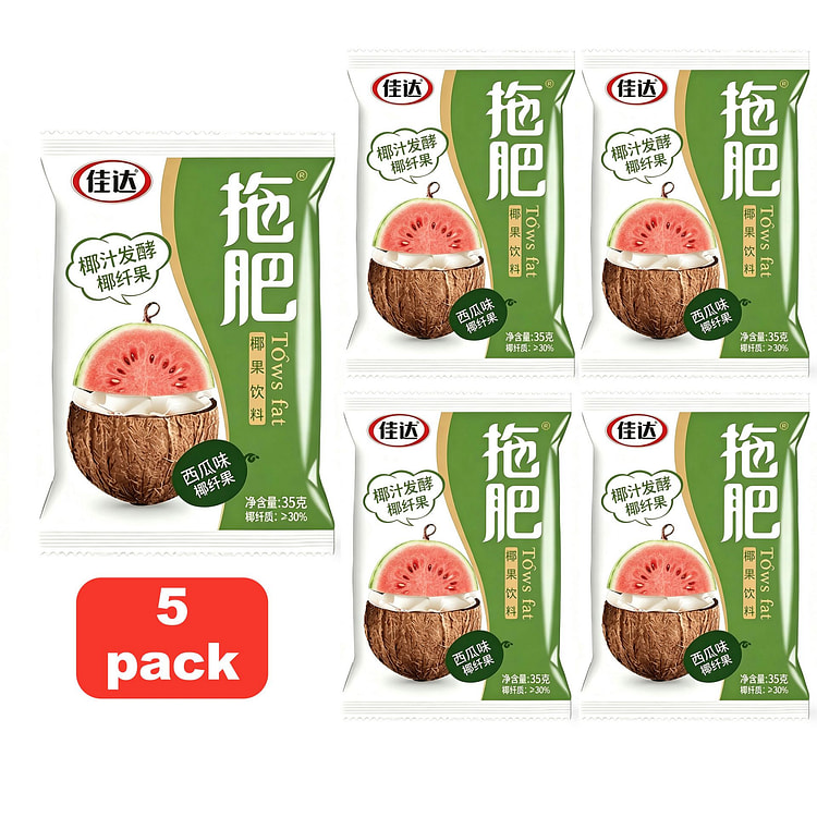 佳达 拖肥椰果肉 椰果冻饮料 西瓜味（5 pcs） 180 克