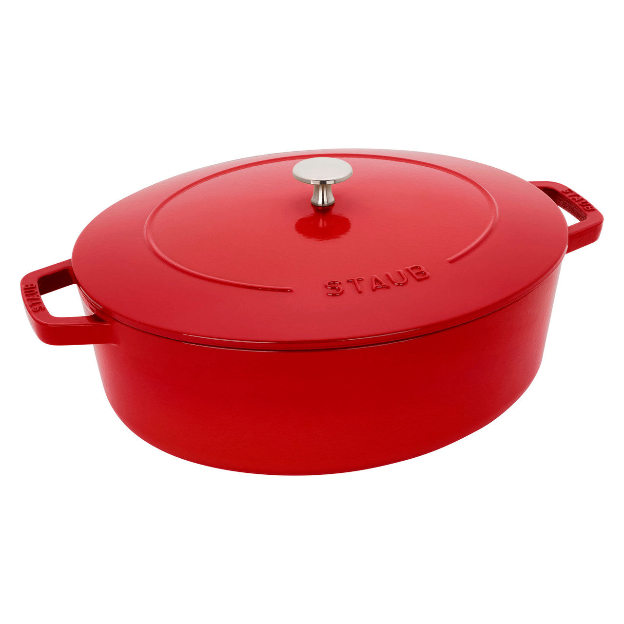 Staub樱桃色铸铁锅6.25 夸脱宽椭圆形荷兰锅 1 份 - Weee!