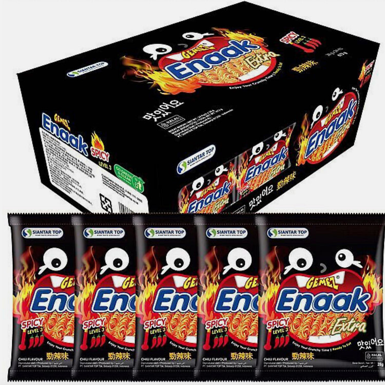 GEMEZ Enaak Ramen Spicy snack lever 3, 28g x 30 Packs