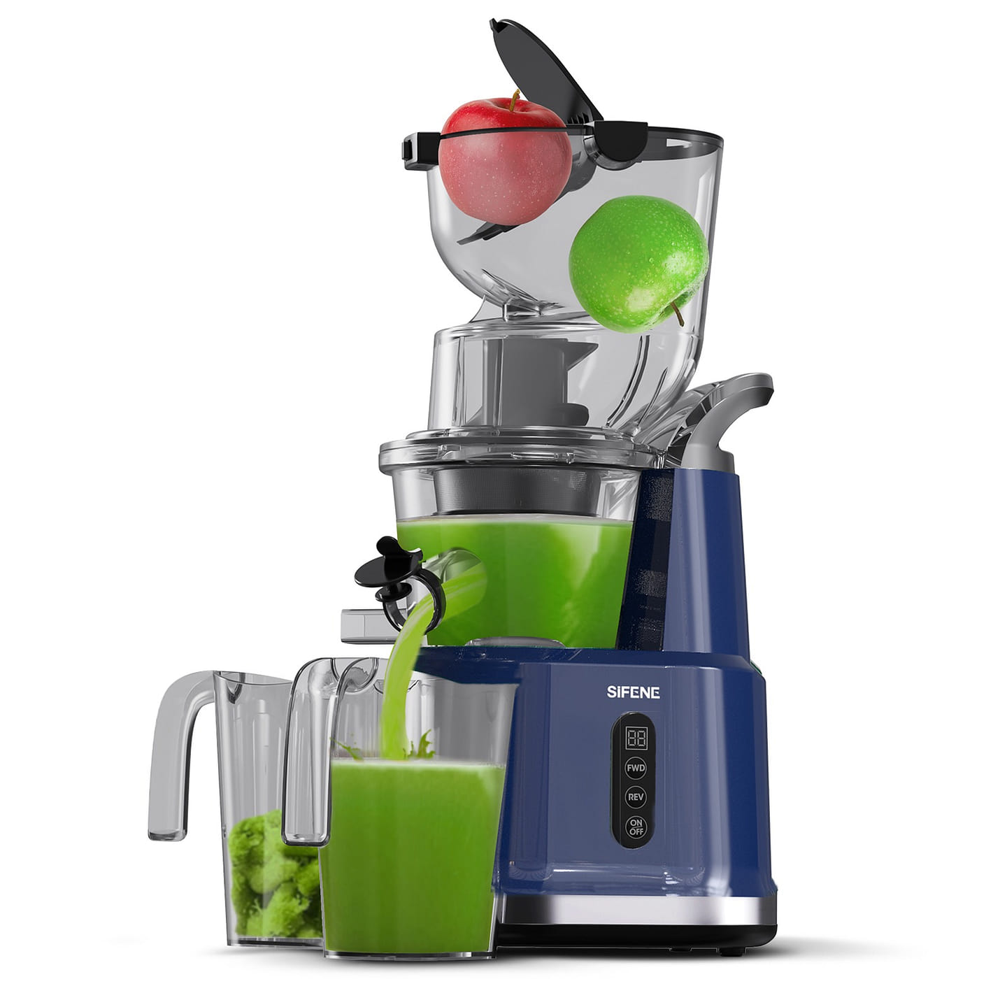 SIFENE 200W Cold Press Juicer Machine, 83mm Wide Mouth for Whole Fruit, Blue 1 count