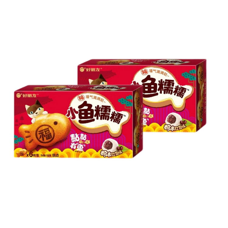 好丽友小鱼糯糯糯米红豆味蛋糕28g*6枚 2盒