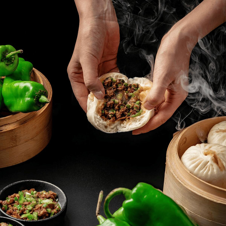 Green Pepper & Braised Pork Mixed Bun 4 count
