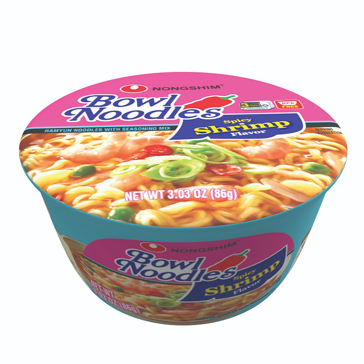 Nongshim Bowl Noodle, Spicy Shrimp Flavor, 6 pack 1 each