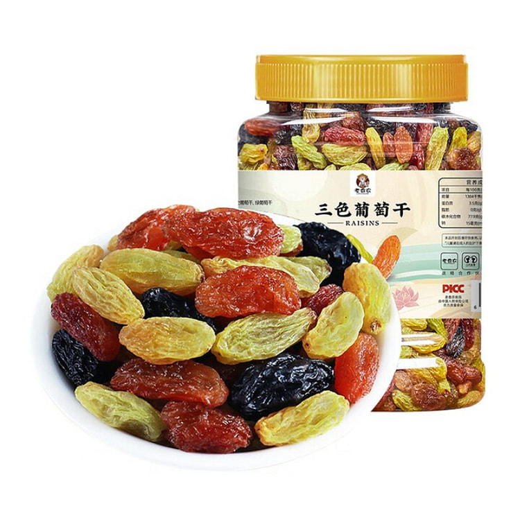 老香农新疆三色葡萄干零食 500g*1 罐 500 克