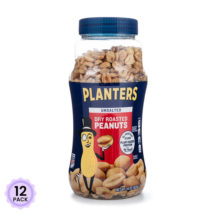 Planters Dry Roasted Peanuts, Unsalted 453 g*12 pack