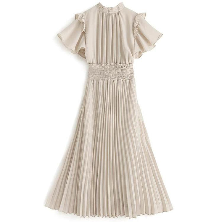 GRL Ruffle Sleeve Dress Ivory L