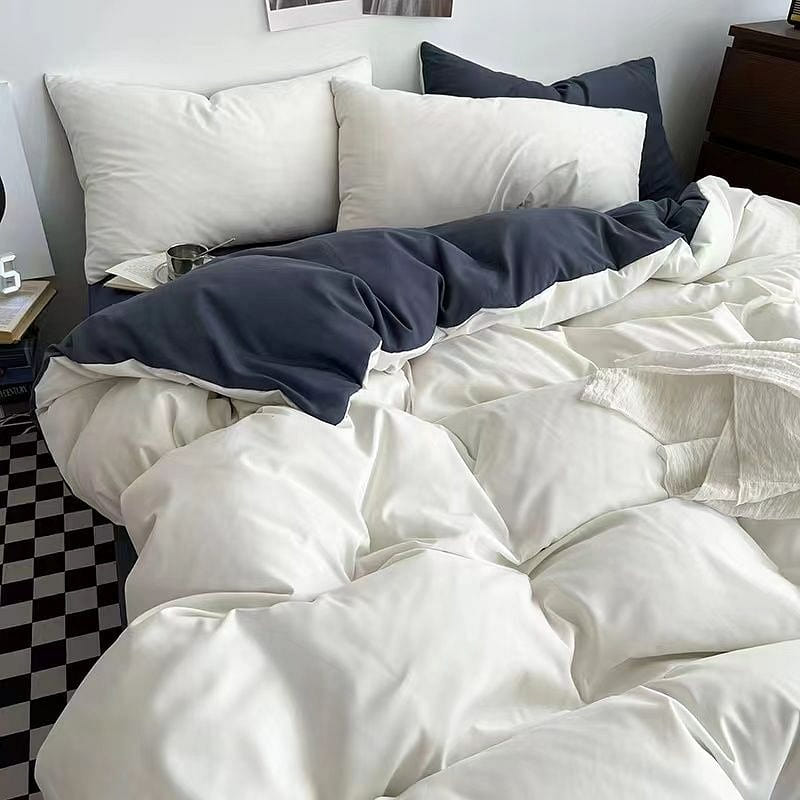 white, blue200*230] INS Bed 4 Piece Duvet Cover + Sheet + Pillow Ca 1 each