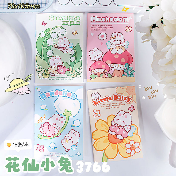A7记事本便携可爱骑马钉笔记本花仙小兔 1 份
