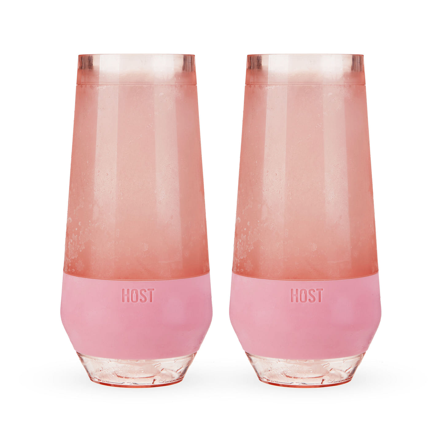 HOST Champagne Freeze Double-Walled Stemless Wine Glasses Freezer Cooling Cups with Active Cooling Gel and Insulated Silicone Grip, 9 Oz Plastic Tumblers, Blush Tint, Set of 2 9 oz