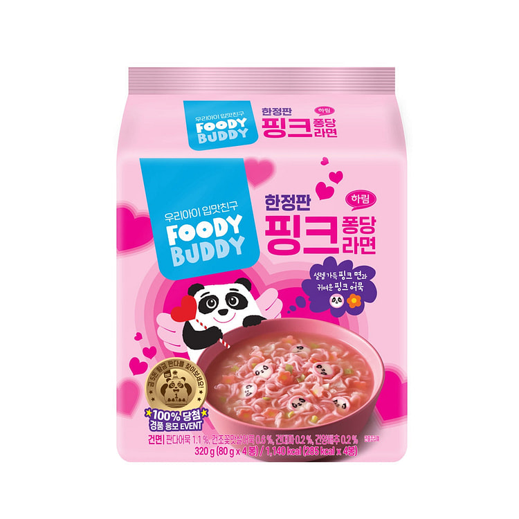 푸디버디 핑크퐁당라면 80g x 4개