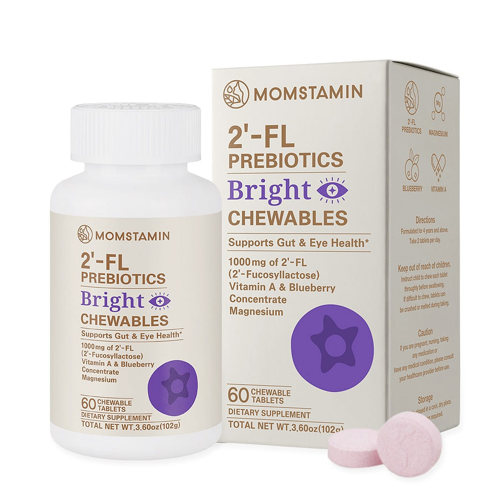 MOMSTAMIN 2'-FL Prebiotics Bright Chewable Tablet for Gut & Eye Health, 60 Tbls 1 case
