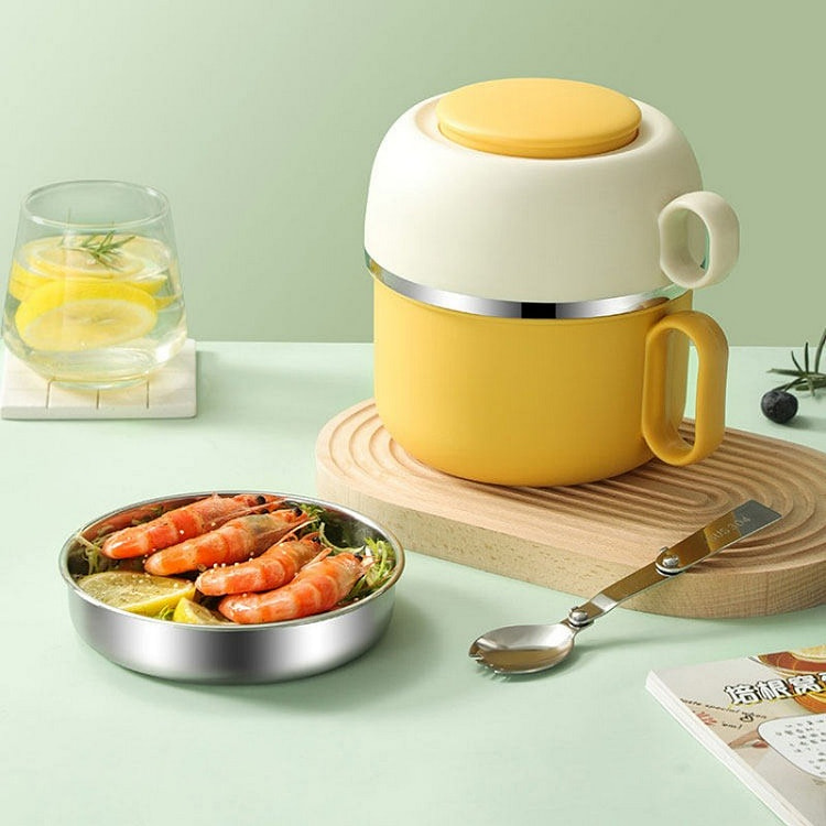 304不锈钢保温饭盒上班泡面碗带盖隔层宿舍学生黄色 1 份
