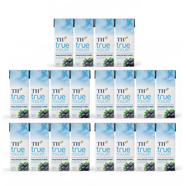 [TH True Tea] Nước Sữa Chua Hương Việt Quất – 20 Hộp x 180ml (5 Lốc) 1 bott