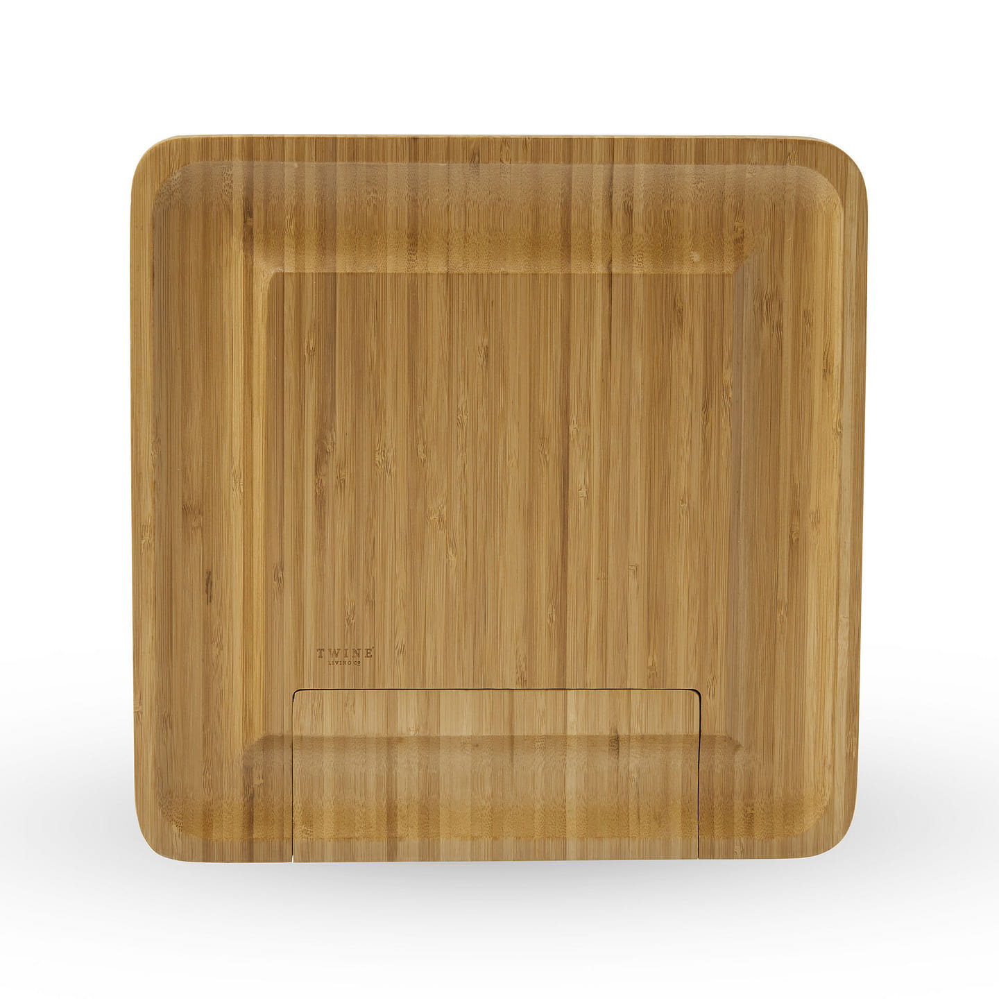 Twine Bamboo Cheese Board and Knife Set, Cheese Knife Set with Storage Drawer, Cheese Charcuterie, 13x13x1.4, Set of 4 4 count