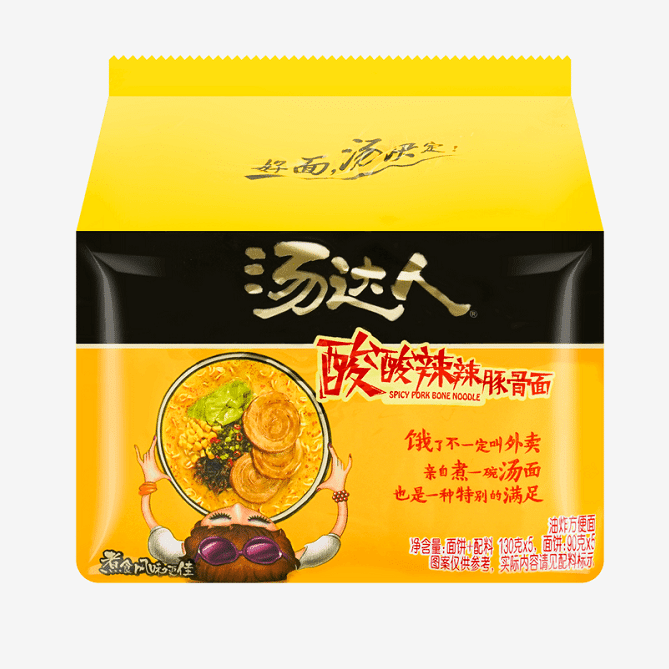 台湾统一 汤达人 酸酸辣辣豚骨面 五连包650g 1 份