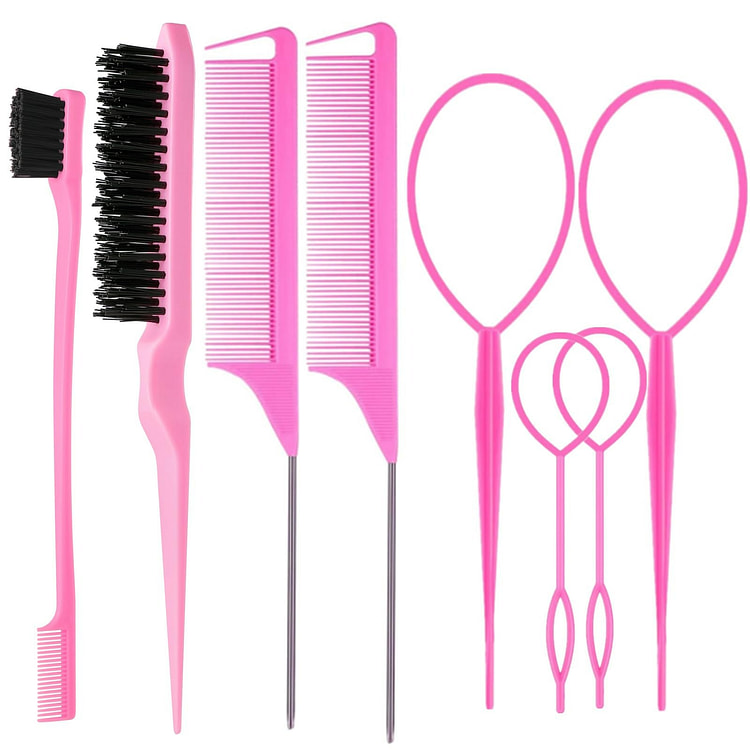 8Pcs Hair Brushes Set 4Pcs Topsy Hair Tail Tools