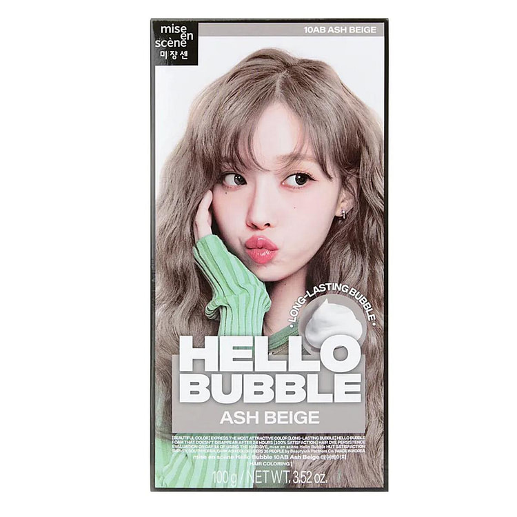 Miseen scene Hello bubble 10AB ASH BEIGE Ammonia-Free,24-Hour Long Lasting 