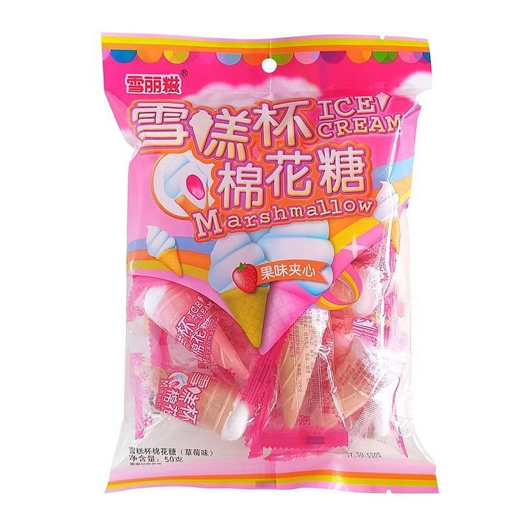 雪丽糍 果味夹心雪糕杯棉花糖 草莓味 50g*1袋 50 克