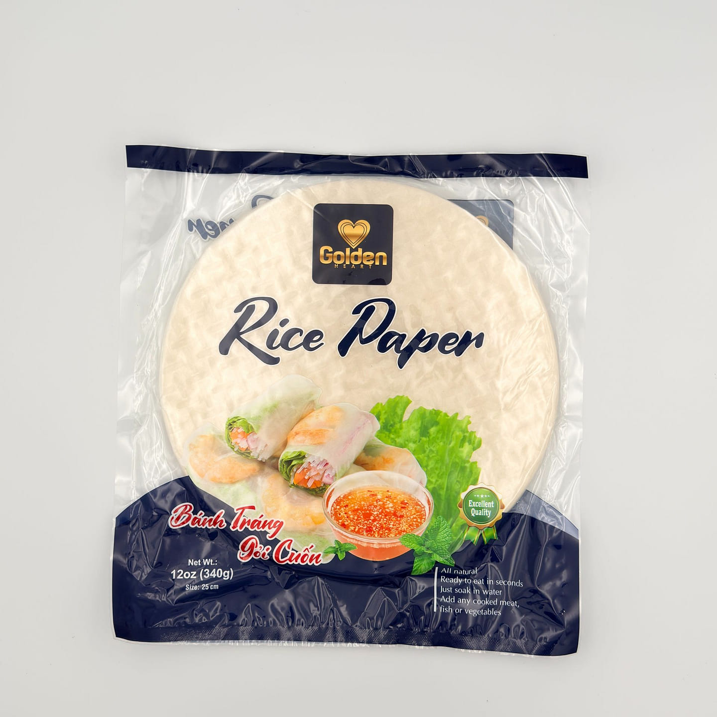 Golden Heart Rice Paper Wrappers 25cm 12 oz