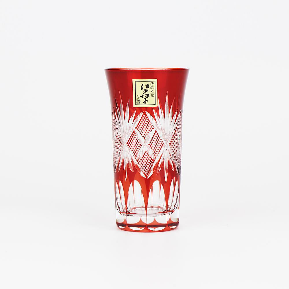Tajima glass Sake Glass, double shot glass (Red, 4.1fl-oz) Made in Japan 1 count