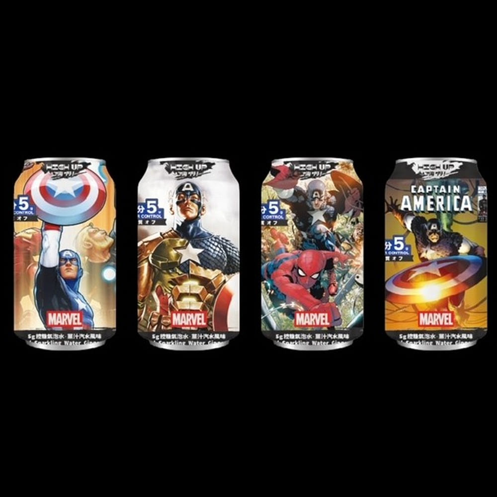 CAPTAIN AMERICA GINGER SPARKLING WATER 4 can