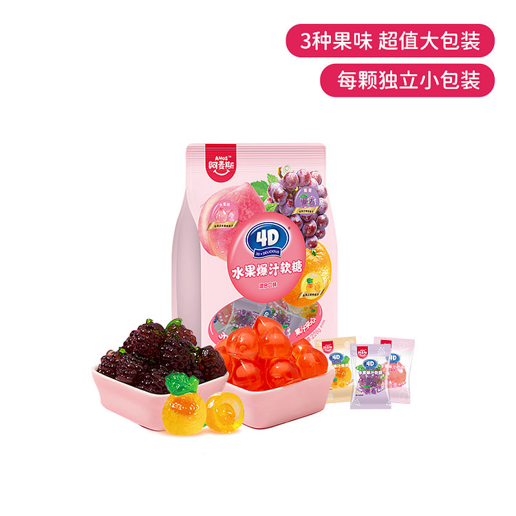 Amos阿麦斯水果爆汁软糖混合228g*1包