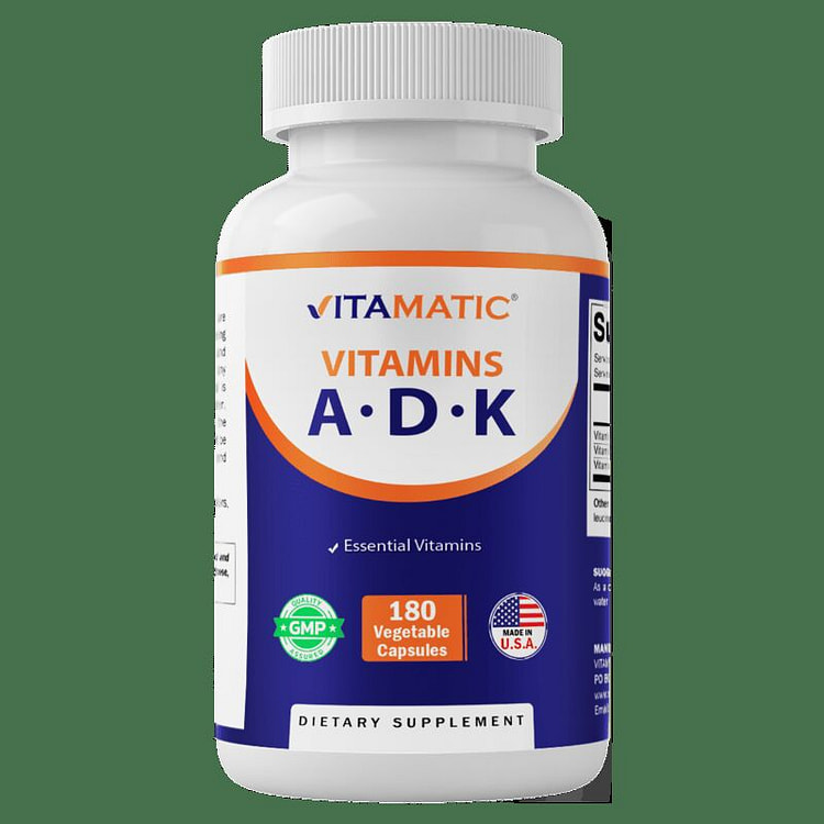 ADK 维生素补充剂，180 粒素食胶囊