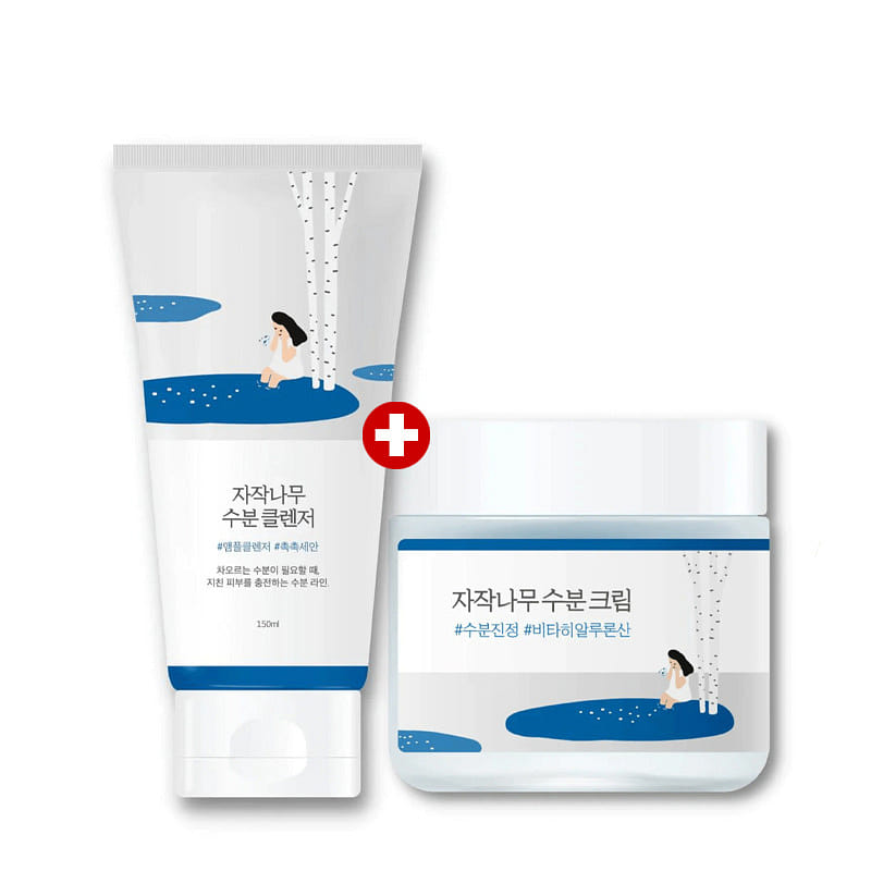 ROUND LAB Birch Moisturizing Cleanser 150ml & Moisturizing Cream 80ml Set 1 count