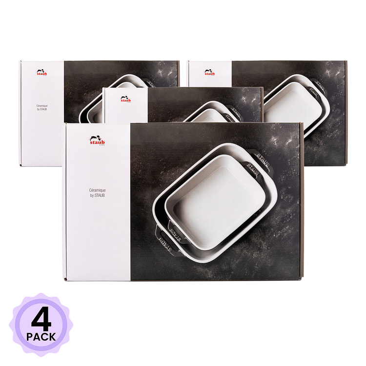 Staub 陶瓷方形烤盘 2件套 樱桃红 1 份*4 包