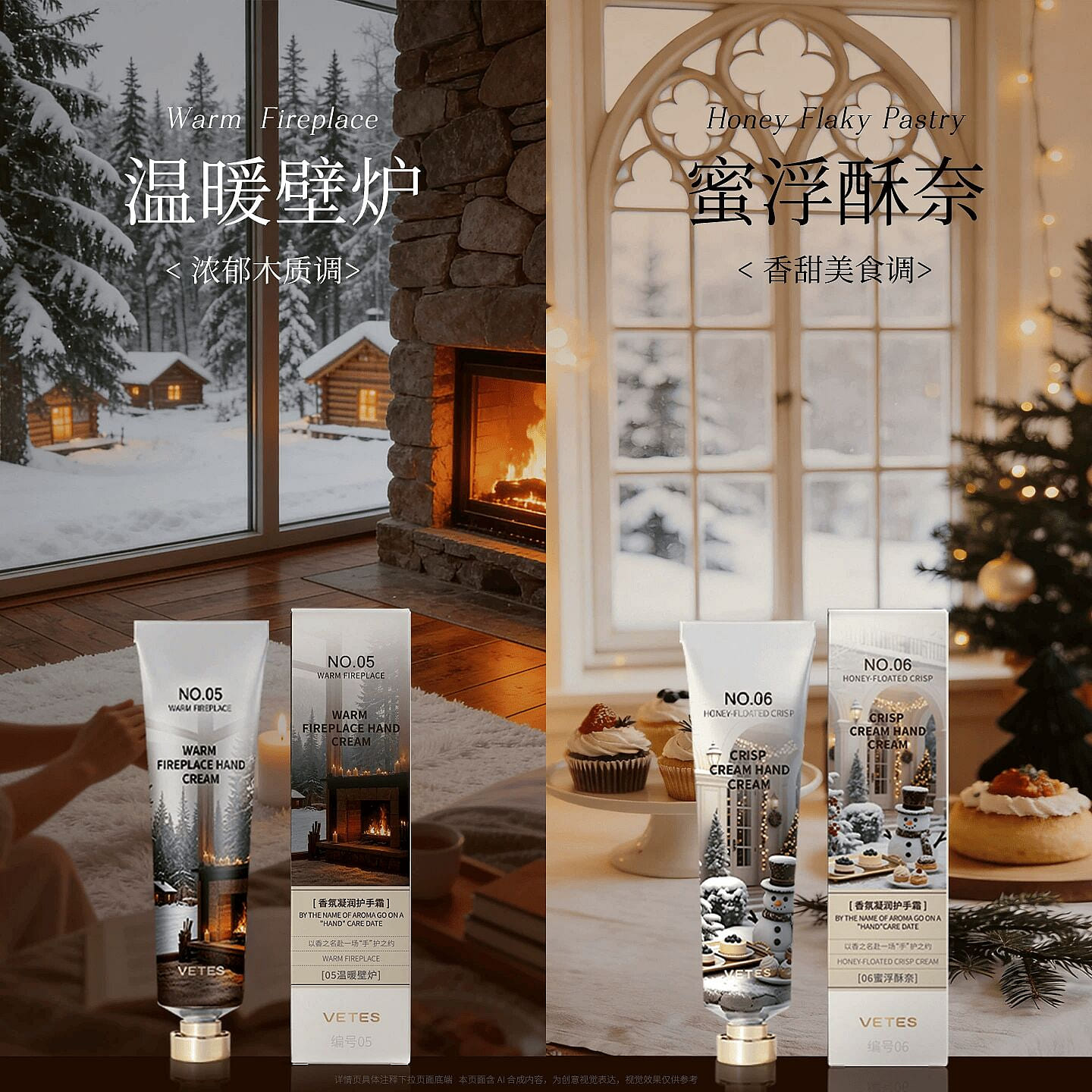 Hand cream, warm fireplace, honey puff pastries *2 120 g